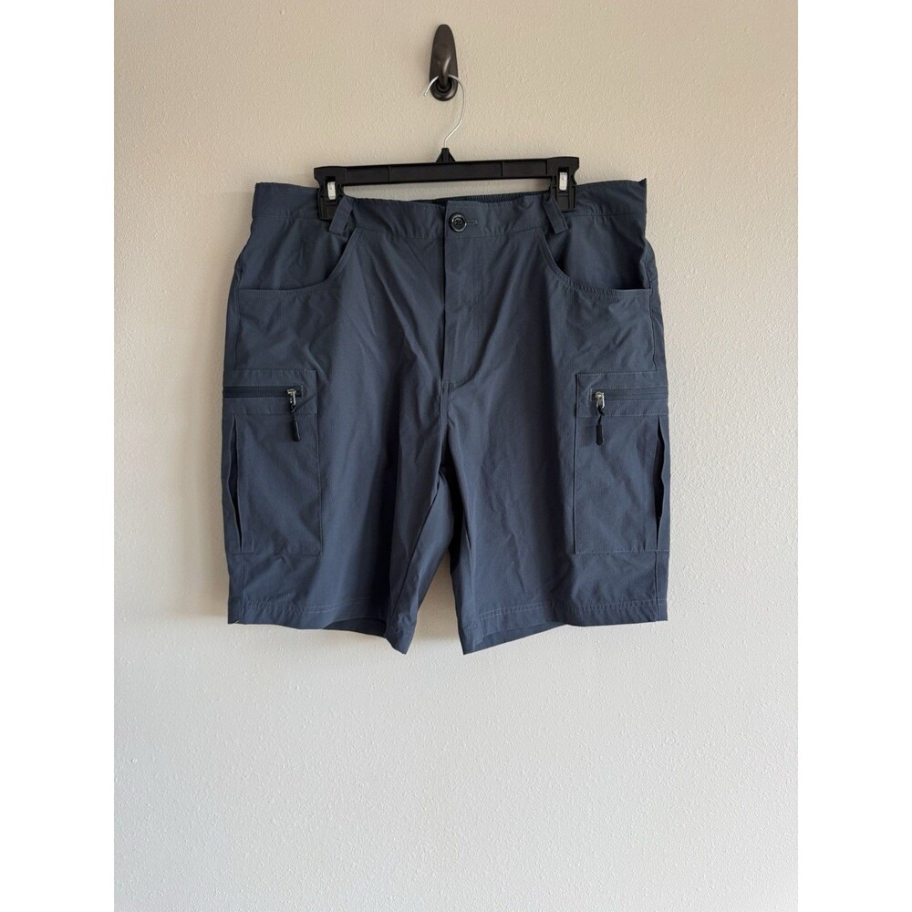 Men's Dark Gray Cargo Shorts Nylon Spandex Flat Front Elastic Waist Pockets